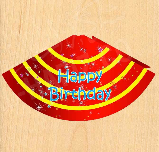 قزحي الألوان الرقمية المطبوعة ورقة عيد ميلاد مخروط كاب الأصفر والأحمر
